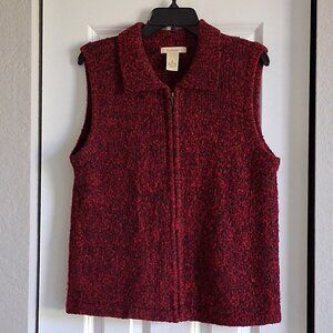 Bechamel Red Zip Cable Knit Sweater Vest Women's Size M